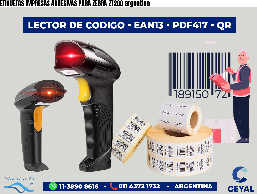 ETIQUETAS IMPRESAS ADHESIVAS PARA ZEBRA ZT200 argentina