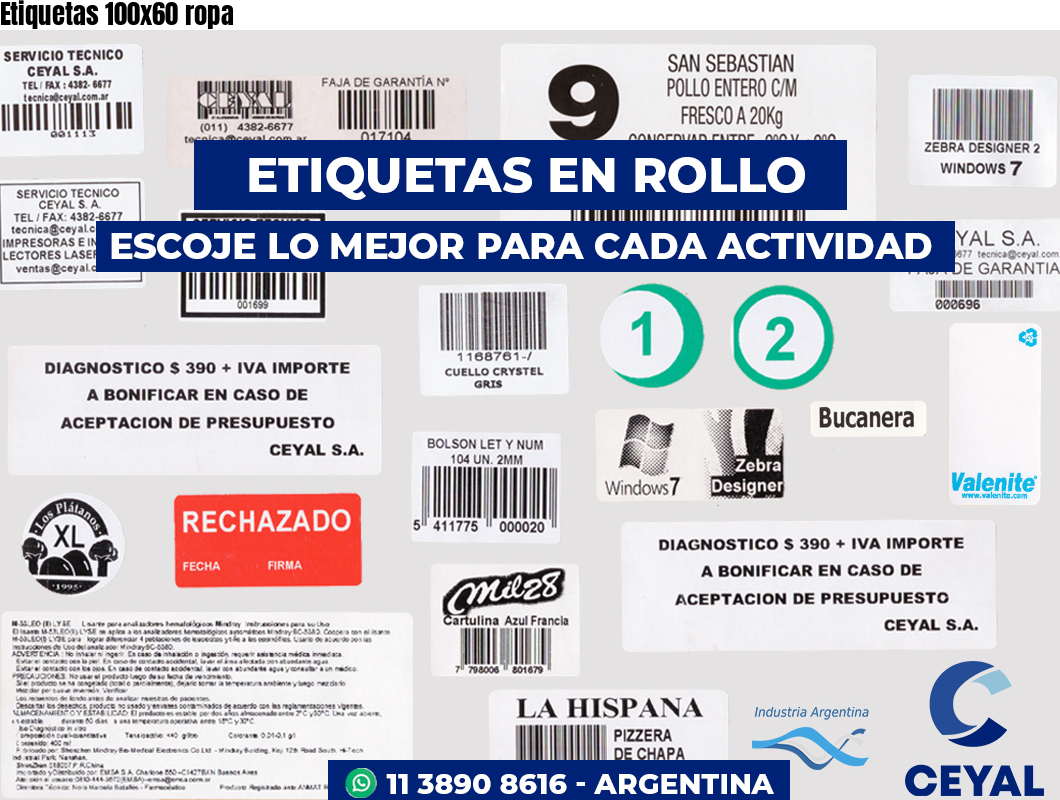 Etiquetas 100x60 ropa