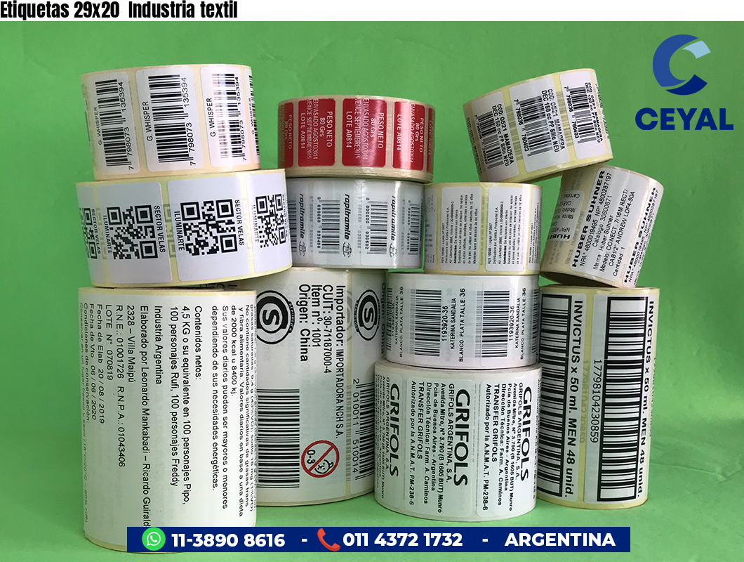 Etiquetas 29x20 Industria textil