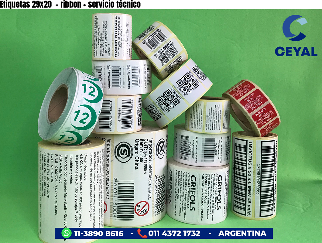 Etiquetas 29x20 ribbon servicio técnico