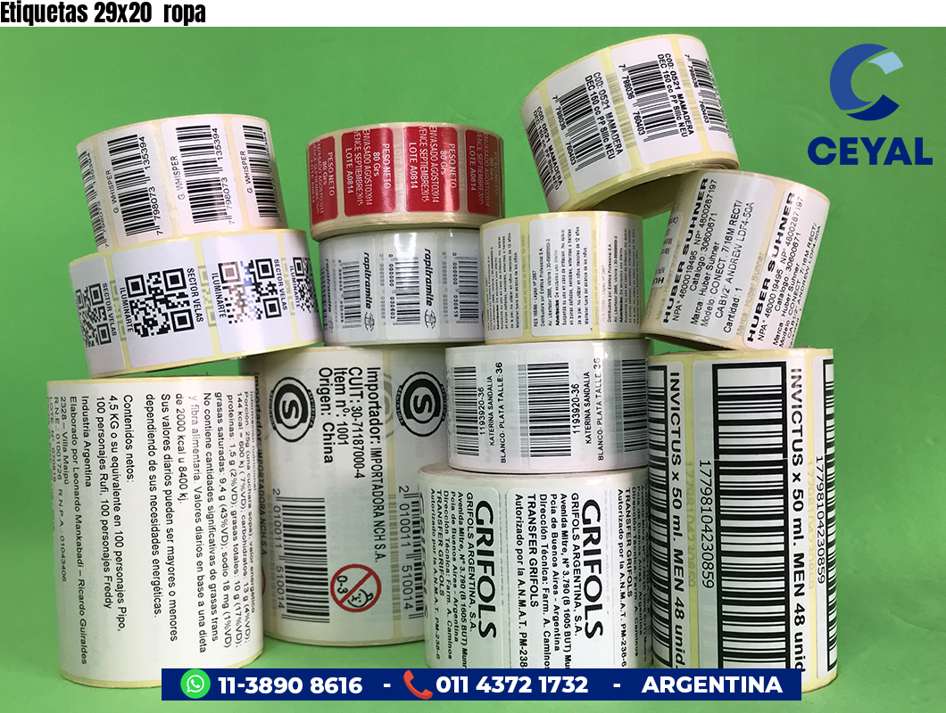 Etiquetas 29x20 ropa