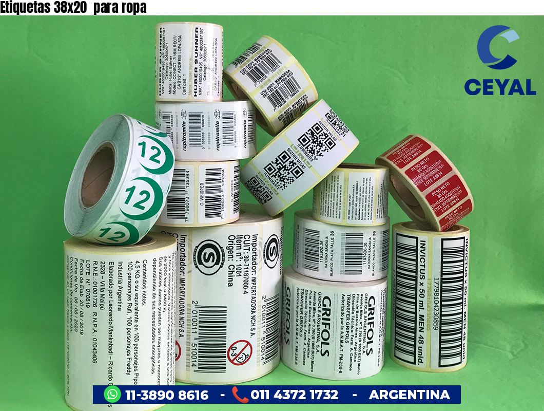 Etiquetas 38x20  para ropa