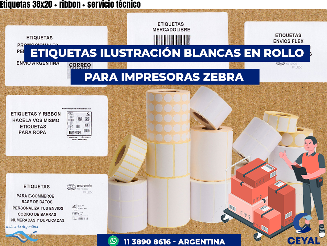 Etiquetas 38x20 ribbon servicio técnico
