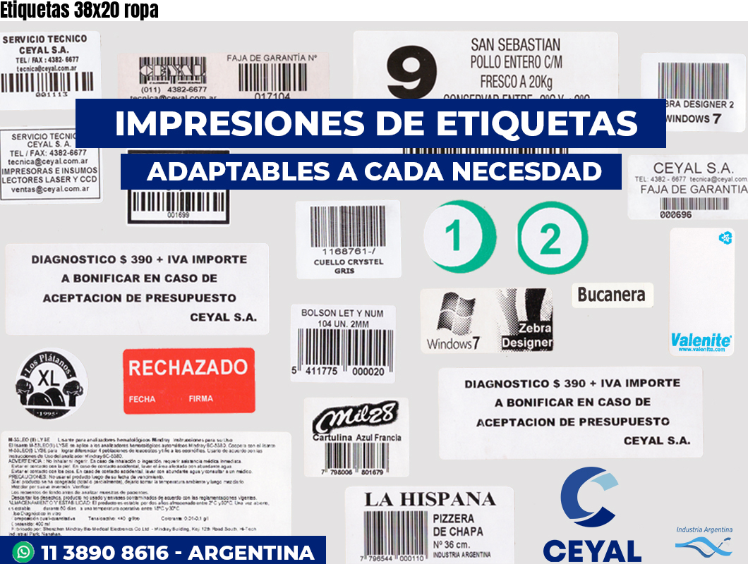 Etiquetas 38x20 ropa