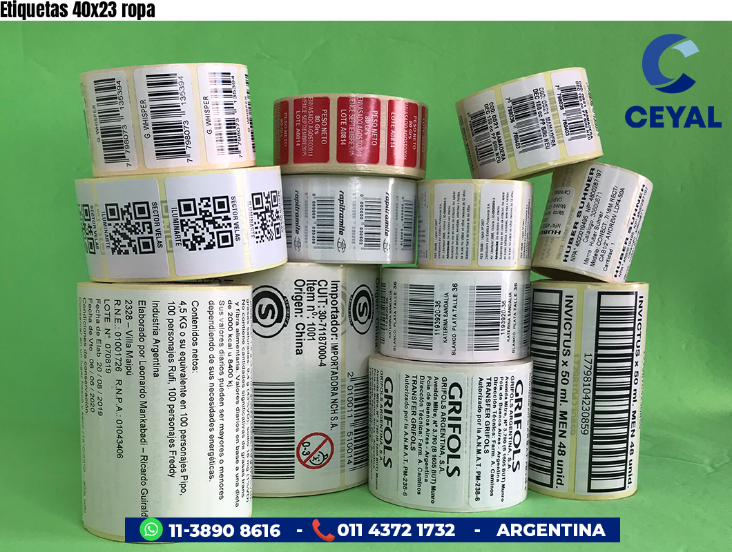 Etiquetas 40x23 ropa