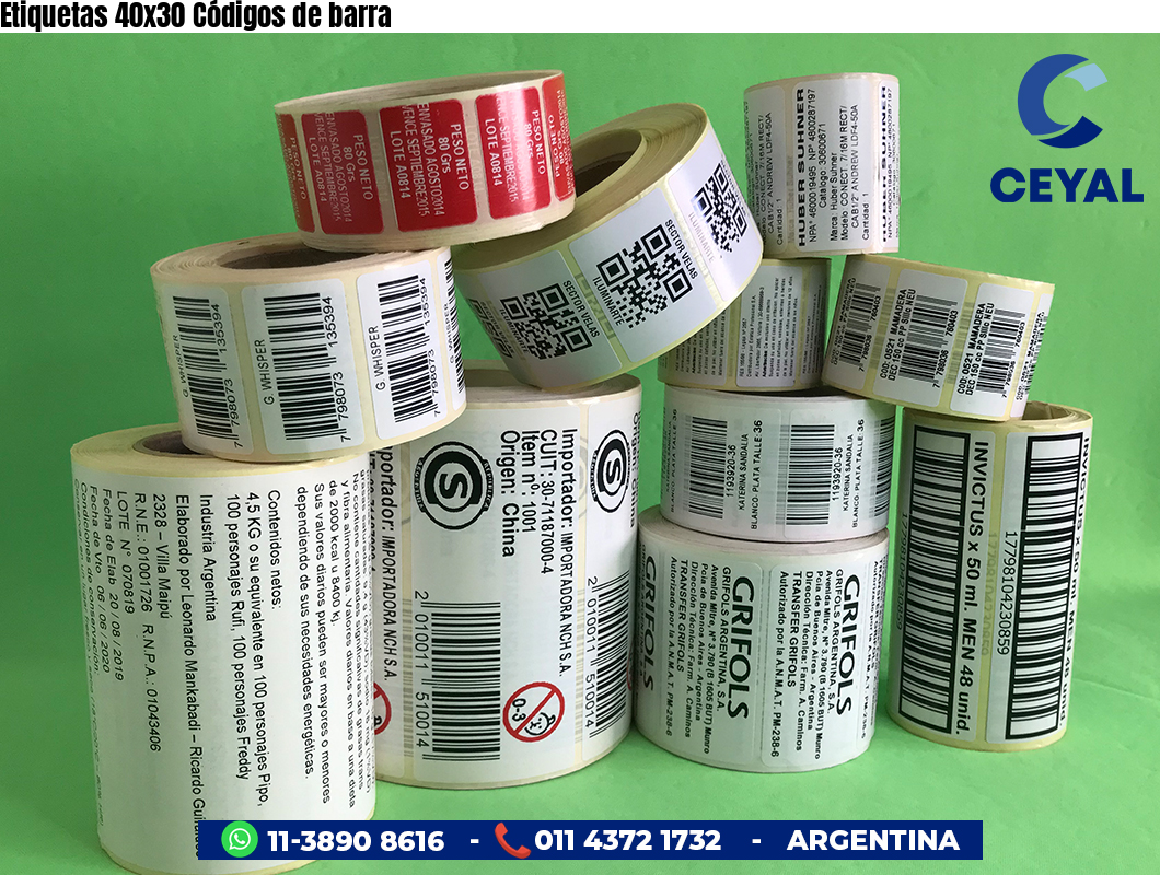 Etiquetas 40x30 Códigos de barra