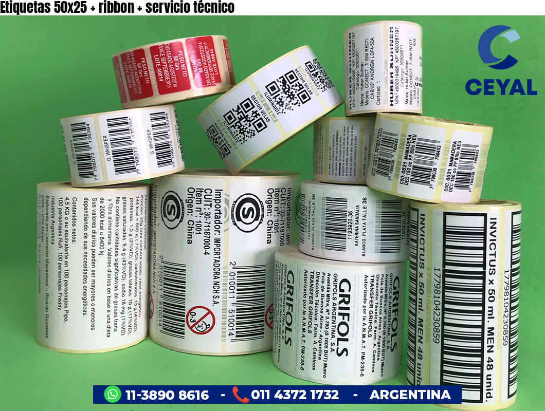 Etiquetas 50x25 ribbon servicio técnico