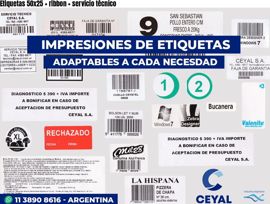 Etiquetas 50x25 ribbon servicio técnico
