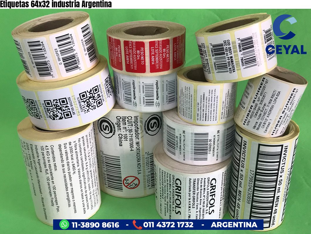 Etiquetas 64x32 industria Argentina
