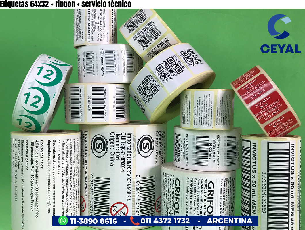 Etiquetas 64x32 ribbon servicio técnico
