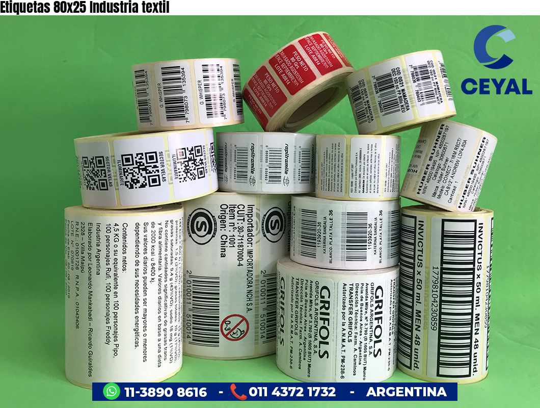 Etiquetas 80x25 Industria textil