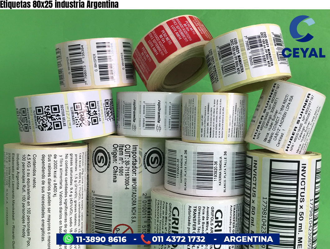Etiquetas 80x25 industria Argentina