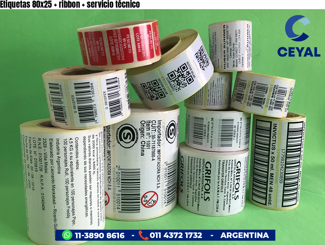 Etiquetas 80x25 ribbon servicio técnico