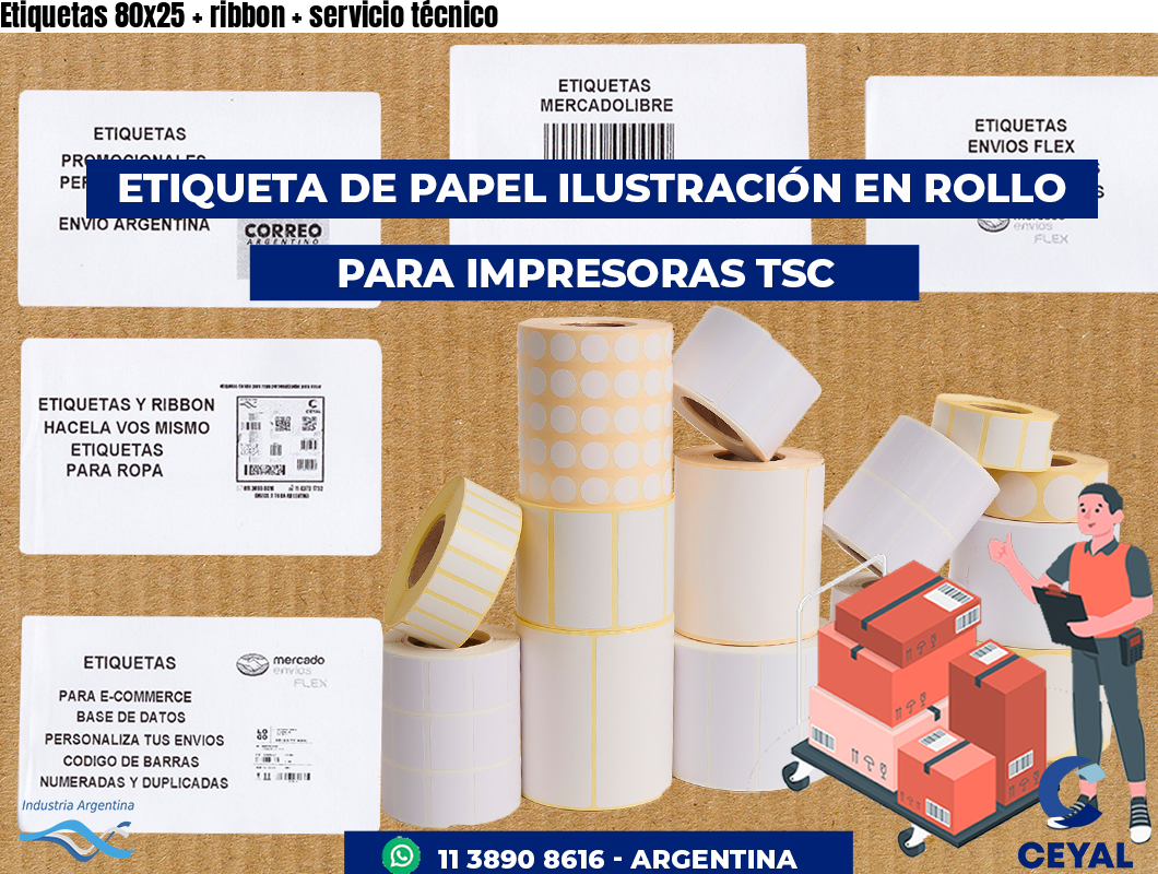 Etiquetas 80x25 ribbon servicio técnico