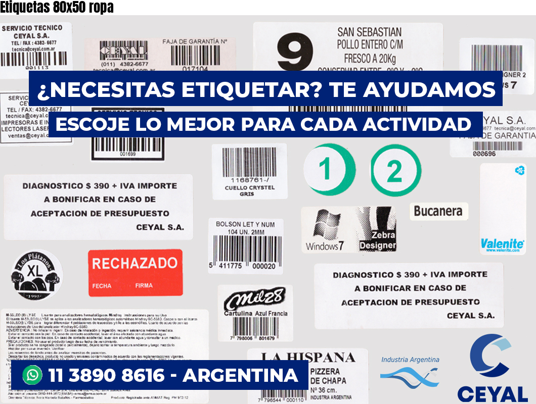 Etiquetas 80x50 ropa