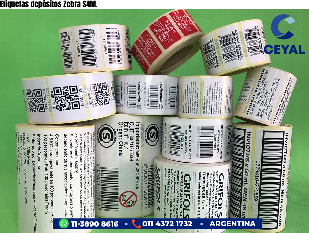 Etiquetas depósitos Zebra S4M.