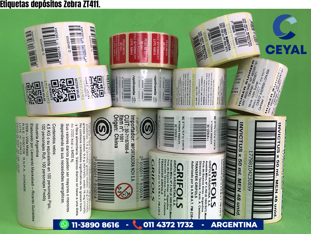 Etiquetas depósitos Zebra ZT411.