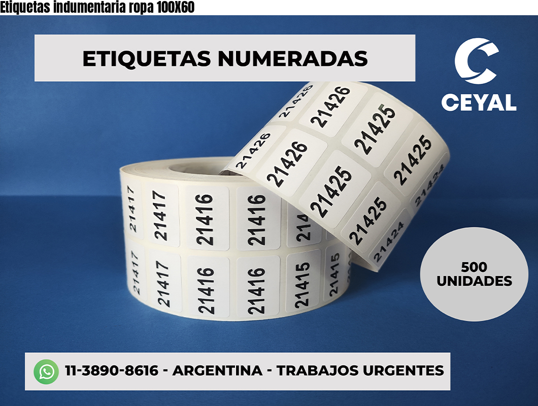 Etiquetas indumentaria ropa 100X60