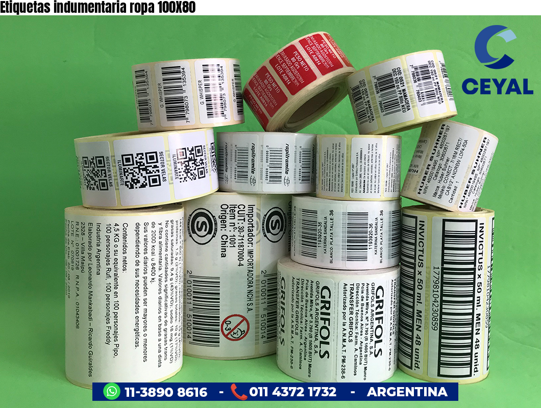 Etiquetas indumentaria ropa 100X80