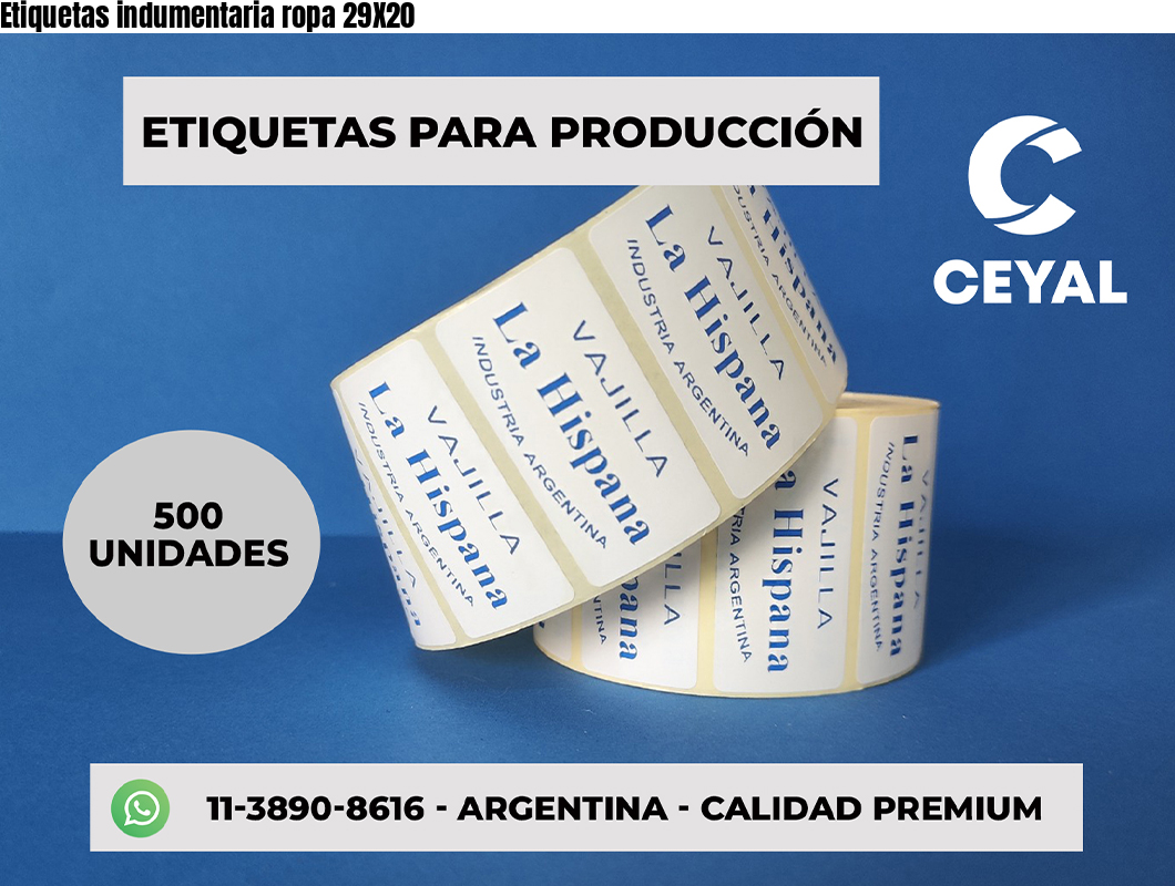 Etiquetas indumentaria ropa 29X20
