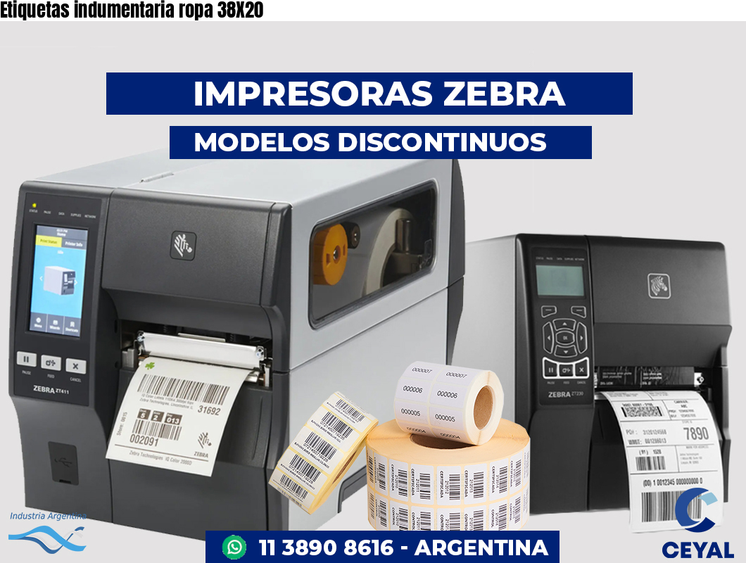 Etiquetas indumentaria ropa 38X20