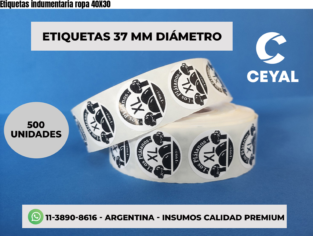Etiquetas indumentaria ropa 40X30