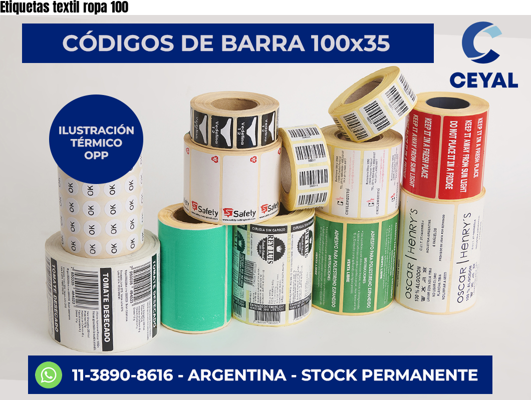 Etiquetas textil ropa 100