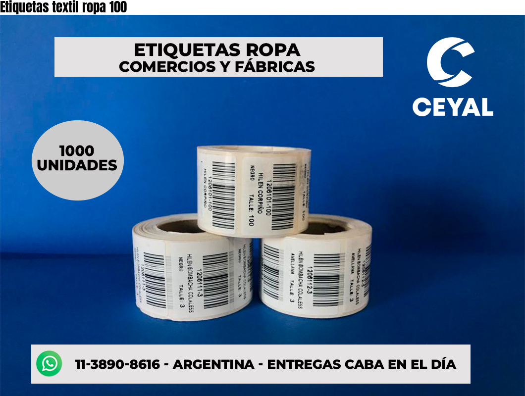 Etiquetas textil ropa 100