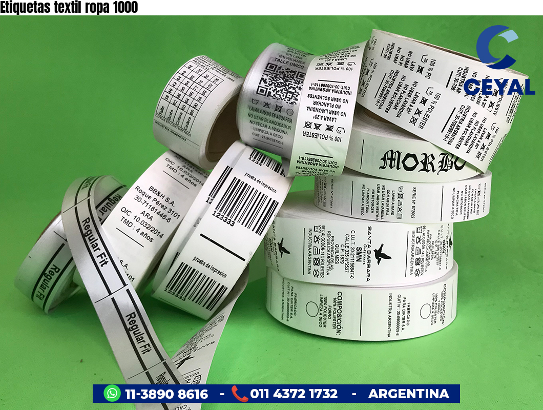 Etiquetas textil ropa 1000