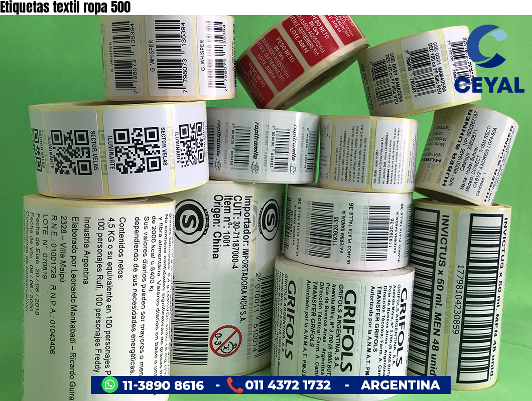 Etiquetas textil ropa 500