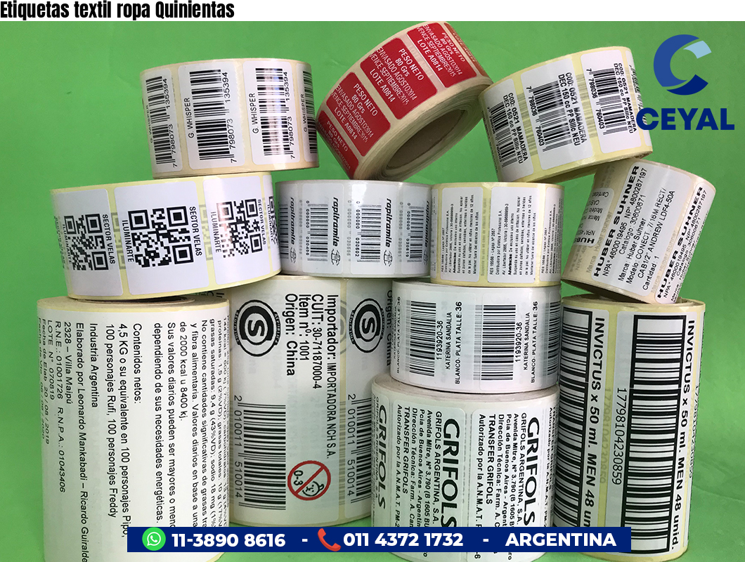 Etiquetas textil ropa Quinientas