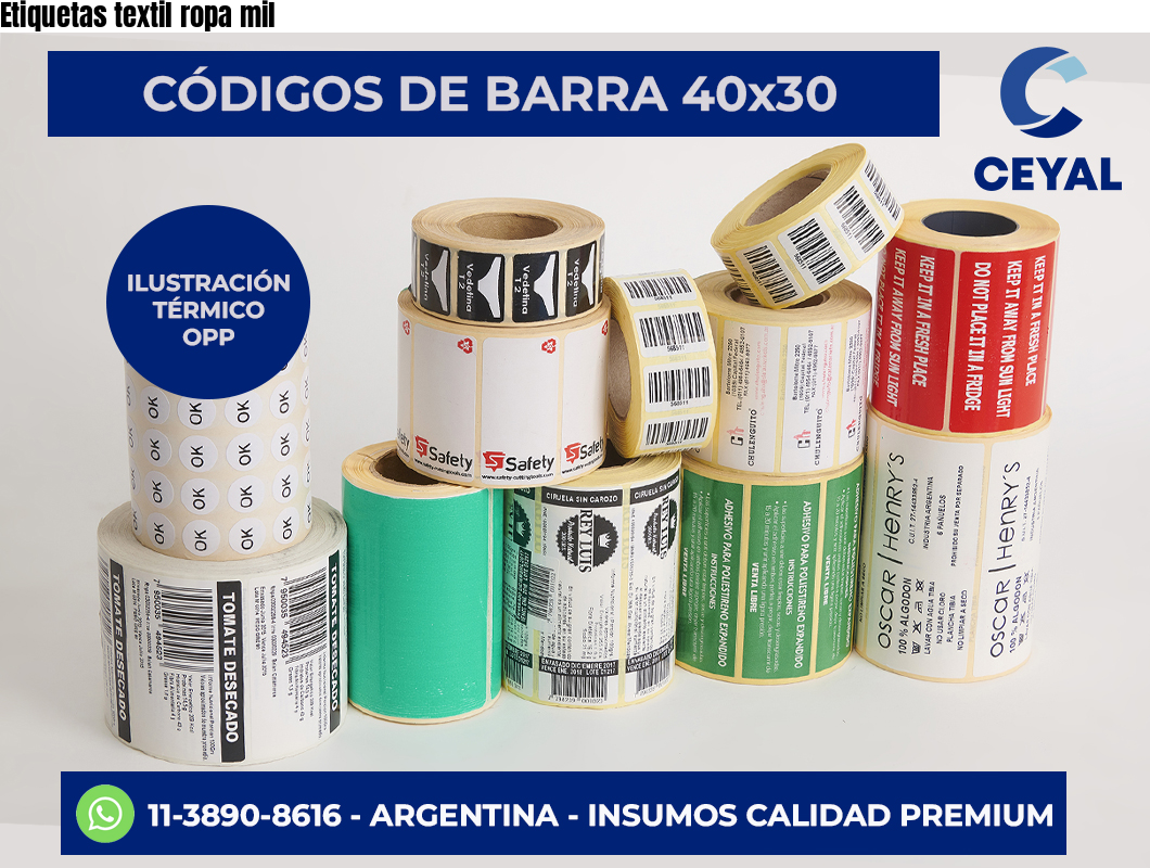 Etiquetas textil ropa mil