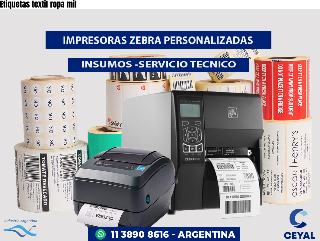 Etiquetas textil ropa mil
