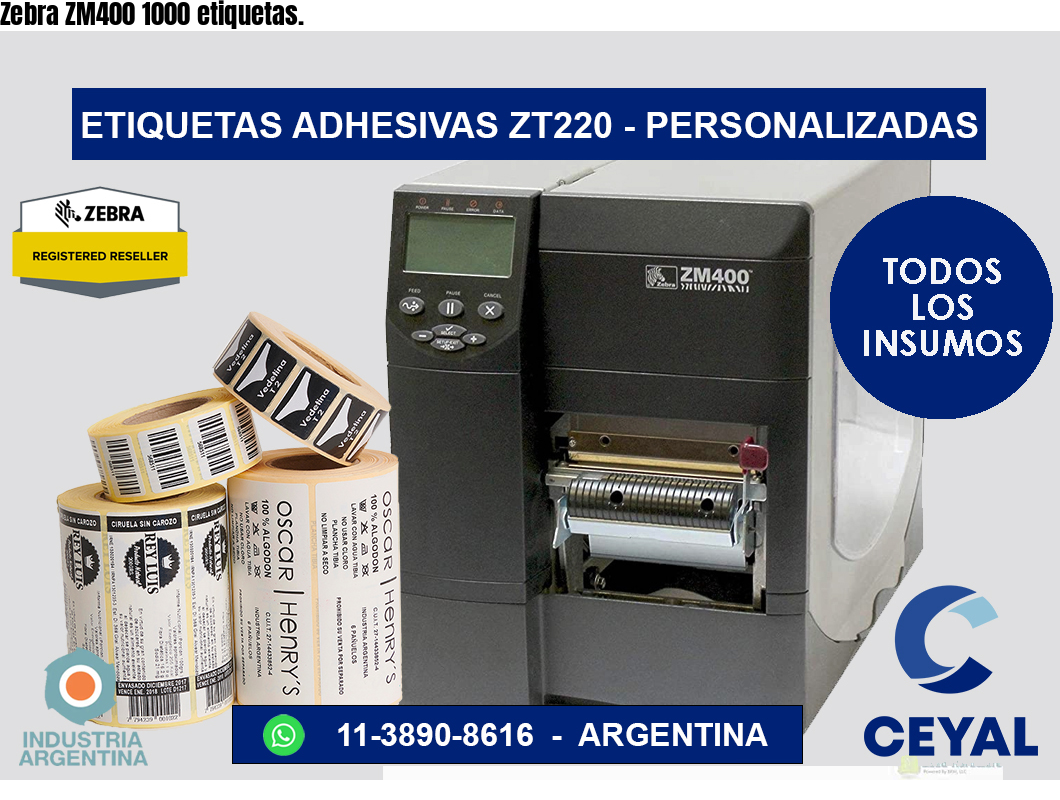 Zebra ZM400 1000 etiquetas.