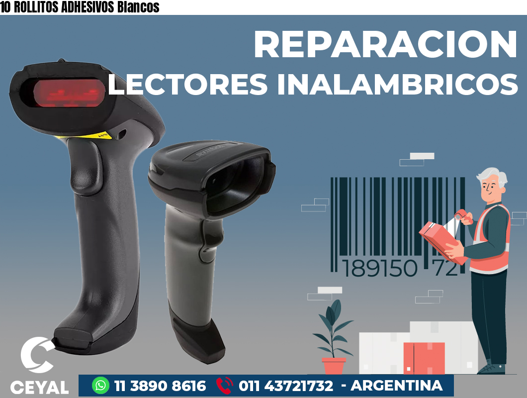 10 ROLLITOS ADHESIVOS Blancos