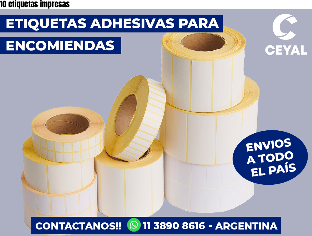 10 etiquetas impresas