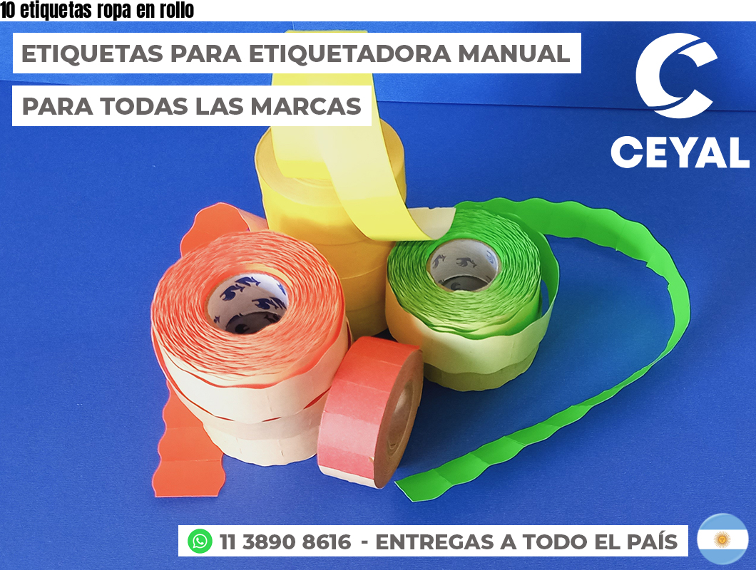 10 etiquetas ropa en rollo