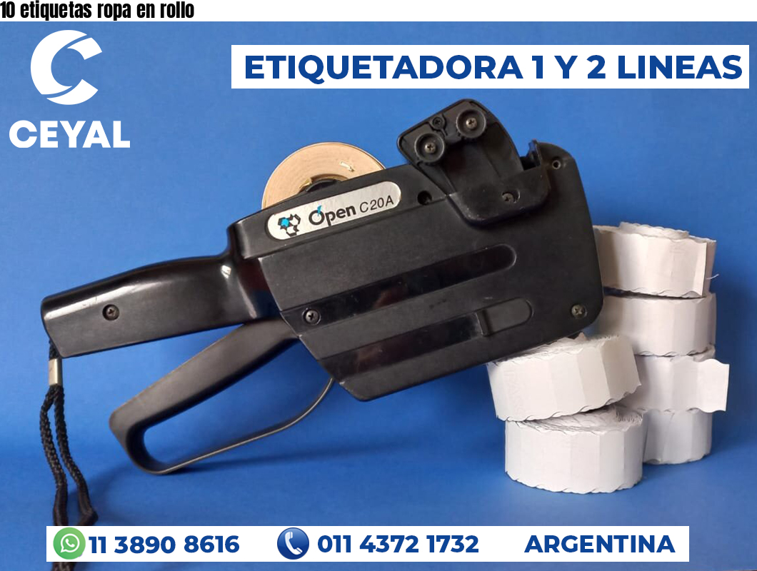 10 etiquetas ropa en rollo