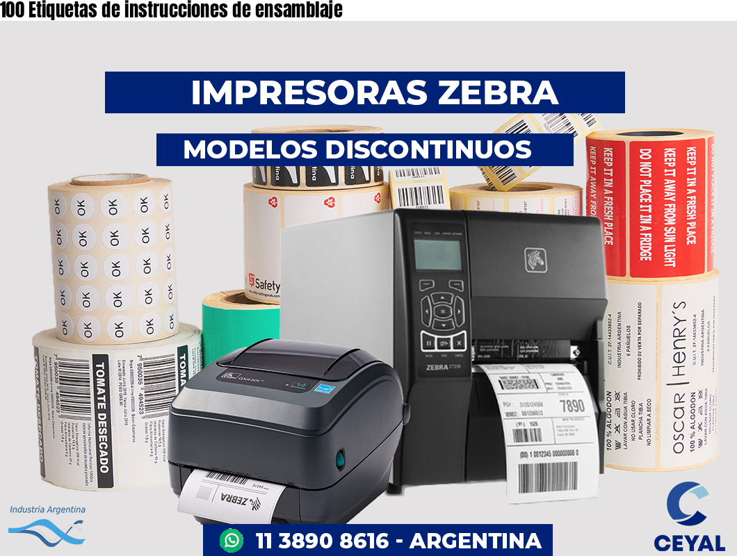 100 Etiquetas de instrucciones de ensamblaje