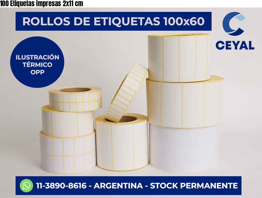 100 Etiquetas impresas 2×11 cm
