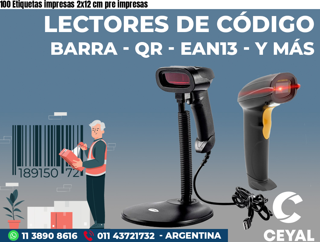 100 Etiquetas impresas 2x12 cm pre impresas