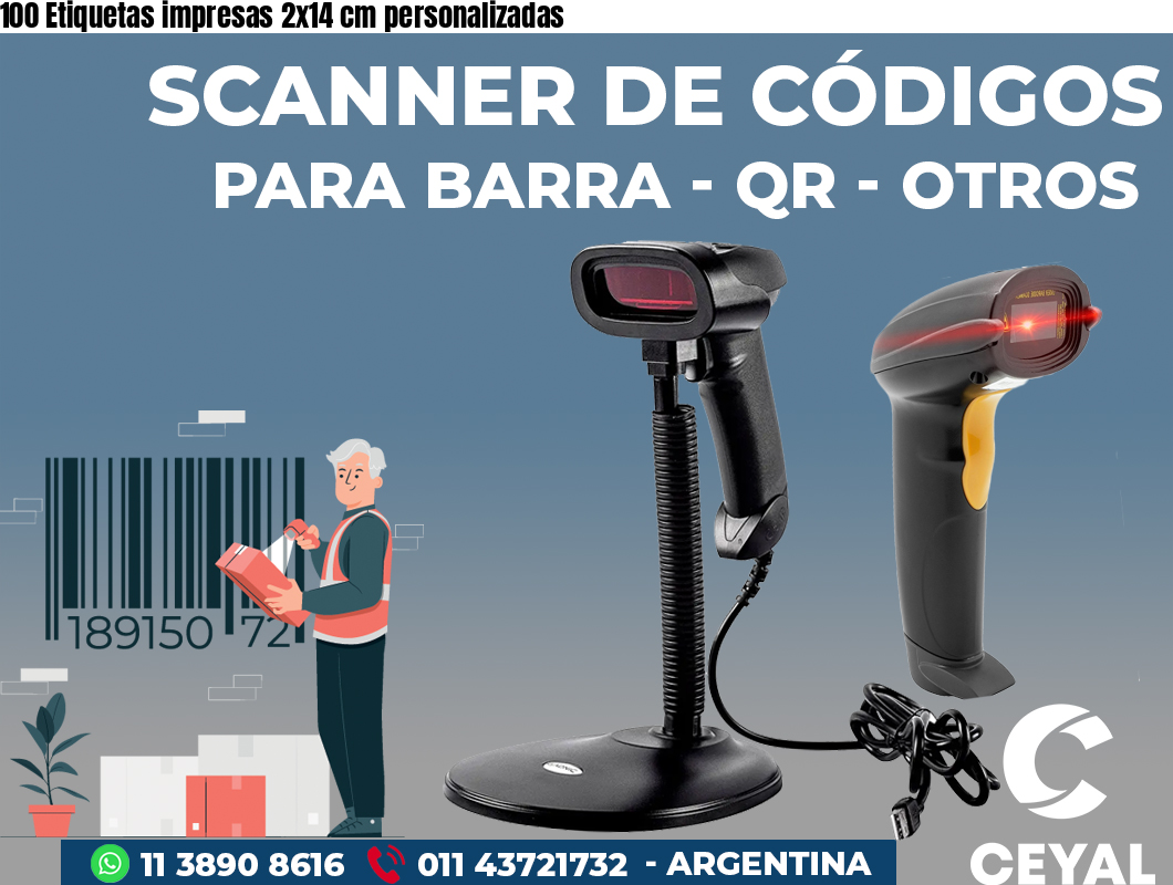 100 Etiquetas impresas 2x14 cm personalizadas