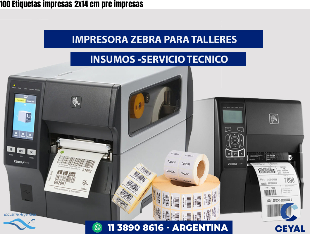 100 Etiquetas impresas 2x14 cm pre impresas