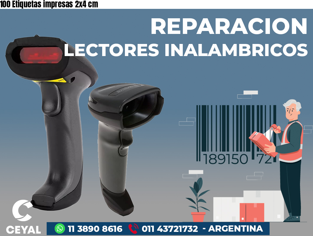100 Etiquetas impresas 2x4 cm