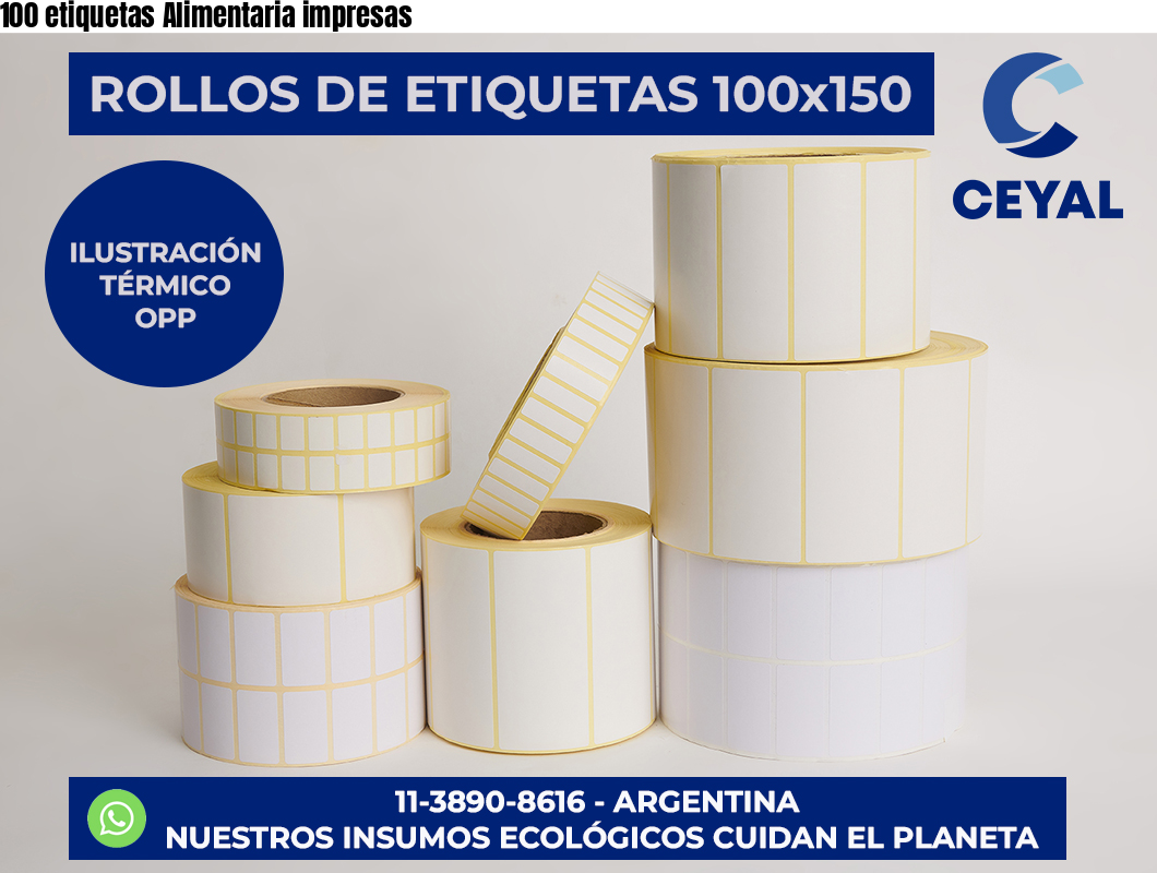 100 etiquetas Alimentaria impresas