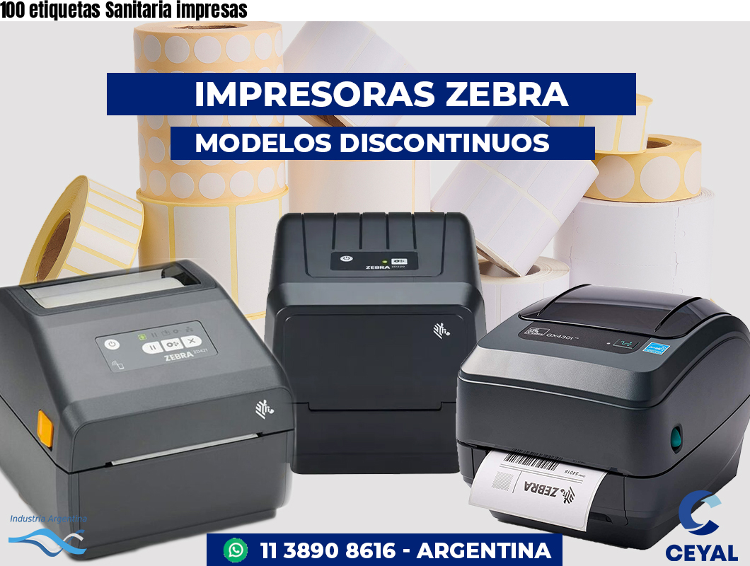 100 etiquetas Sanitaria impresas