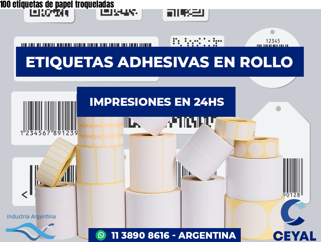 100 etiquetas de papel troqueladas