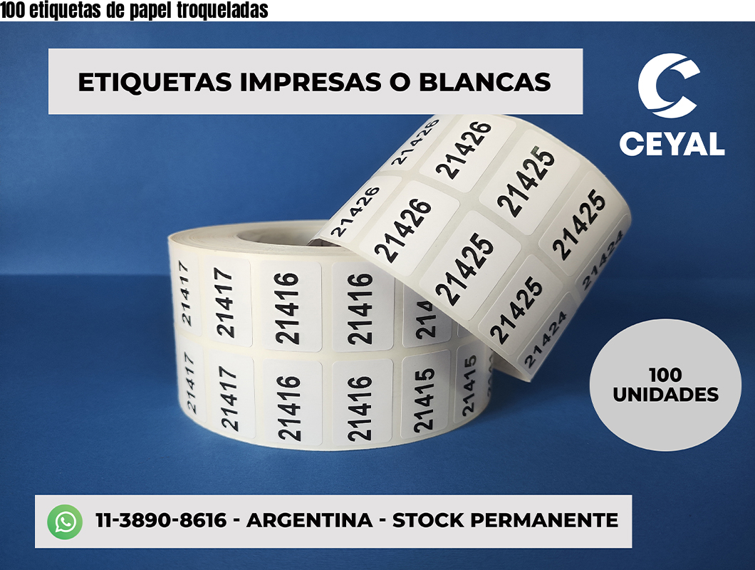 100 etiquetas de papel troqueladas