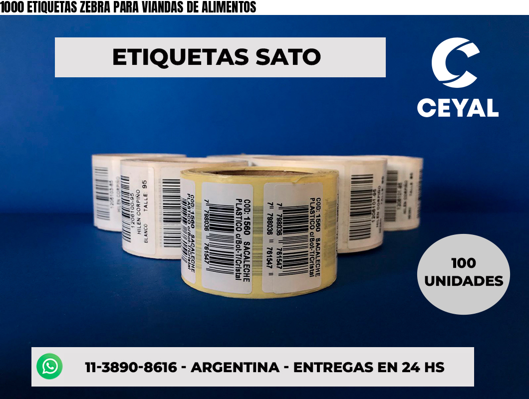 1000 ETIQUETAS ZEBRA PARA VIANDAS DE ALIMENTOS