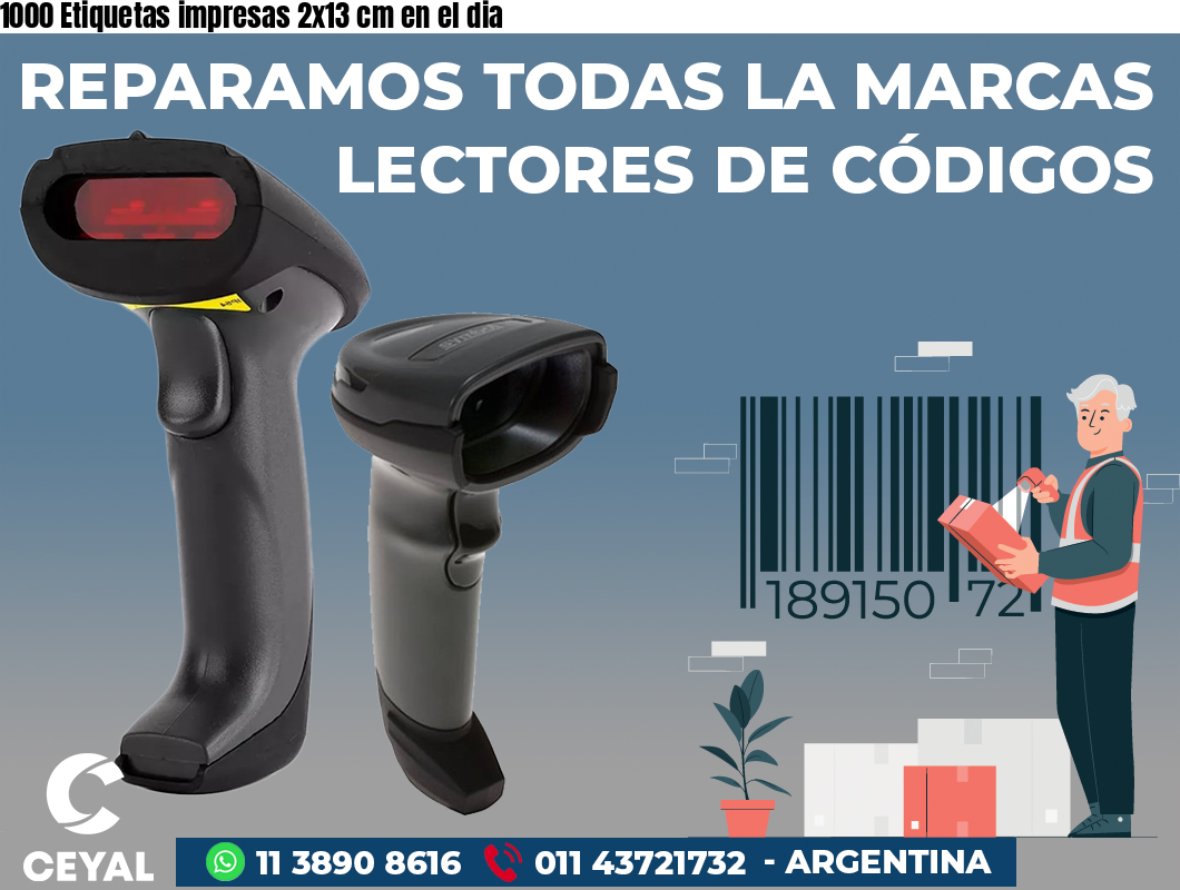 1000 Etiquetas impresas 2x13 cm en el dia